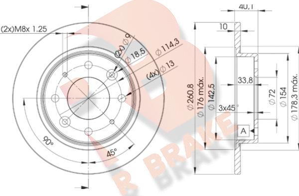 R Brake 78RBD26251 - Гальмівний диск autozip.com.ua