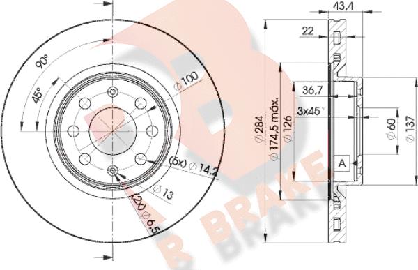 R Brake 78RBD20922 - Гальмівний диск autozip.com.ua