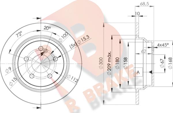 R Brake 78RBD20413 - Гальмівний диск autozip.com.ua