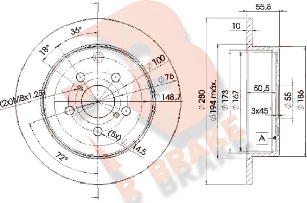 R Brake 78RBD20503 - Гальмівний диск autozip.com.ua