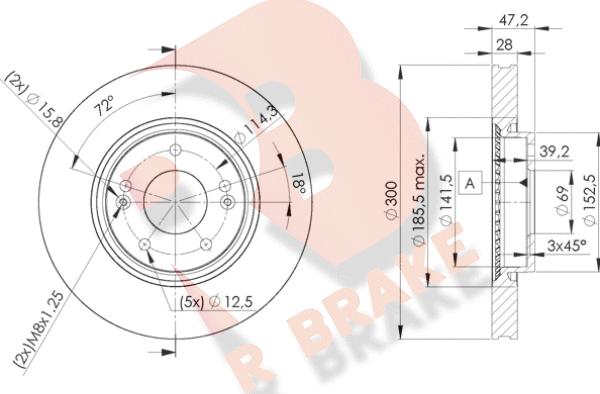 R Brake 78RBD20580 - Гальмівний диск autozip.com.ua