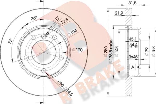 R Brake 78RBD20674 - Гальмівний диск autozip.com.ua