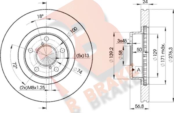 R Brake 78RBD20033 - Гальмівний диск autozip.com.ua