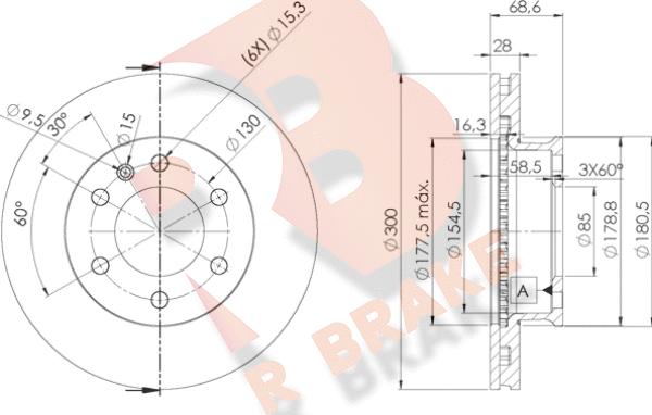 R Brake 78RBD20190 - Гальмівний диск autozip.com.ua