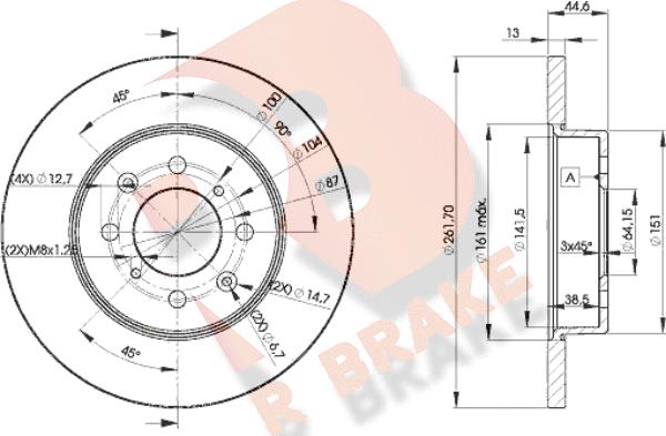 R Brake 78RBD20841 - Гальмівний диск autozip.com.ua