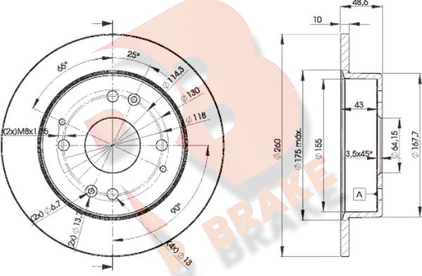 R Brake 78RBD20835 - Гальмівний диск autozip.com.ua