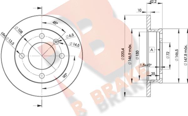 R Brake 78RBD21991 - Гальмівний диск autozip.com.ua