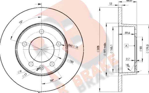 R Brake 78RBD21410 - Гальмівний диск autozip.com.ua