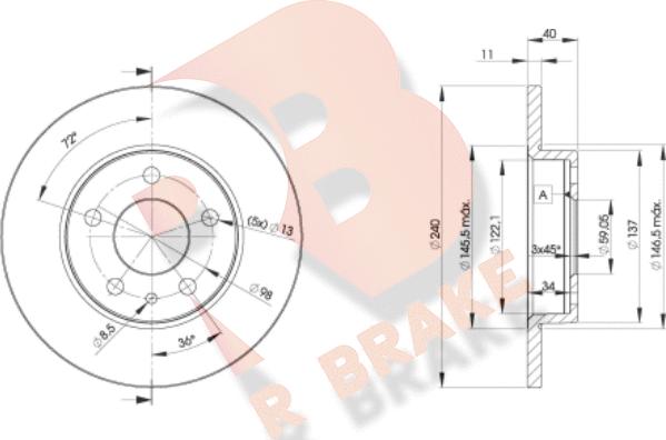 R Brake 78RBD21437 - Гальмівний диск autozip.com.ua