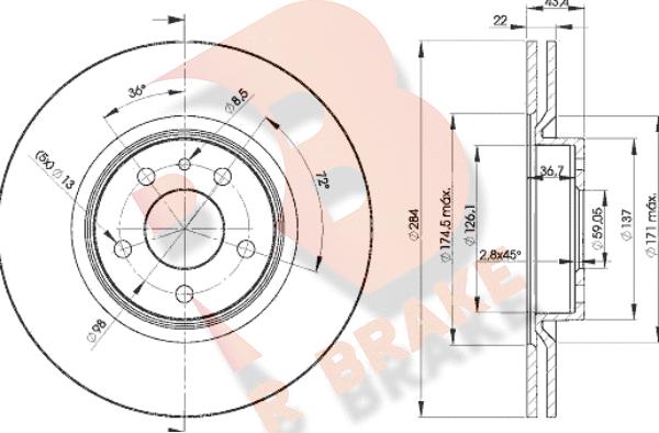 R Brake 78RBD21548 - Гальмівний диск autozip.com.ua