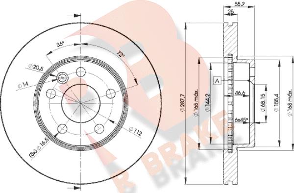 R Brake 78RBD21093 - Гальмівний диск autozip.com.ua