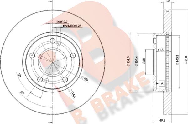 R Brake 78RBD21057 - Гальмівний диск autozip.com.ua