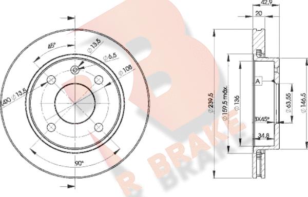 R Brake 78RBD21064 - Гальмівний диск autozip.com.ua