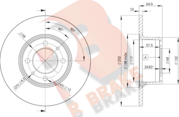 R Brake 78RBD21070 - Гальмівний диск autozip.com.ua