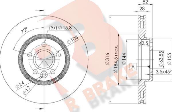 R Brake 78RBD21181 - Гальмівний диск autozip.com.ua