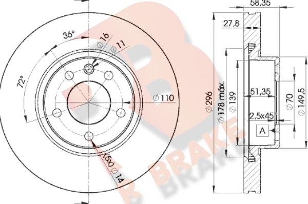 R Brake 78RBD21134 - Гальмівний диск autozip.com.ua