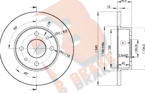 R Brake 78RBD21815 - Гальмівний диск autozip.com.ua