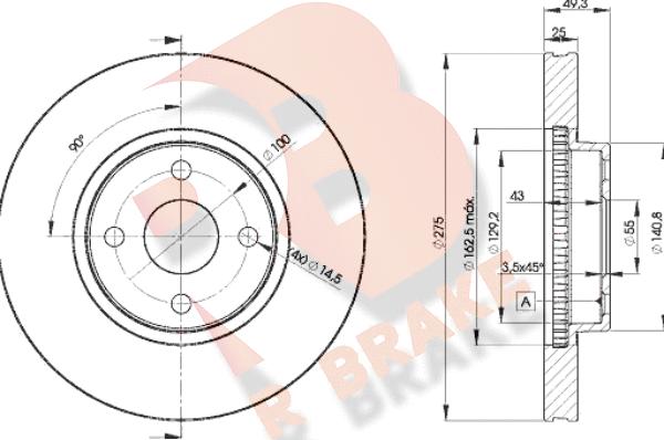 R Brake 78RBD21320 - Гальмівний диск autozip.com.ua