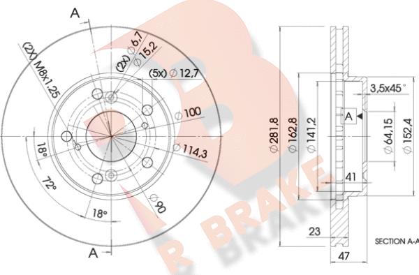 R Brake 78RBD21257 - Гальмівний диск autozip.com.ua