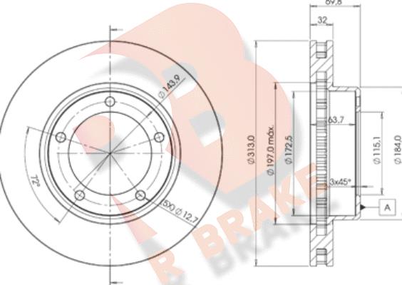 R Brake 78RBD21265 - Гальмівний диск autozip.com.ua