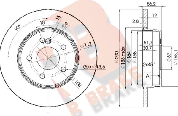 R Brake 78RBD21213 - Гальмівний диск autozip.com.ua