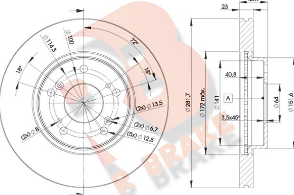 R Brake 78RBD21705 - Гальмівний диск autozip.com.ua