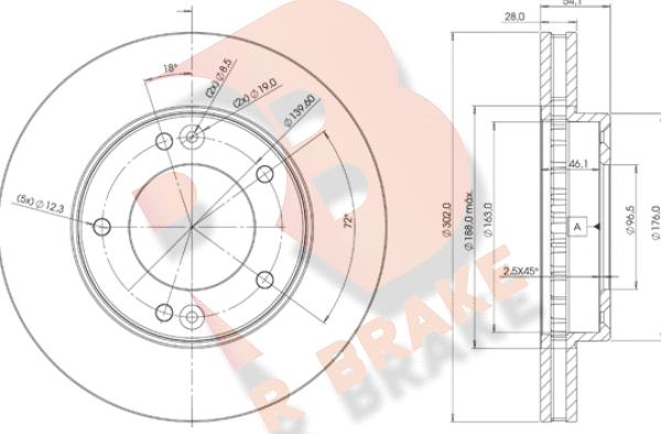 R Brake 78RBD21712 - Гальмівний диск autozip.com.ua