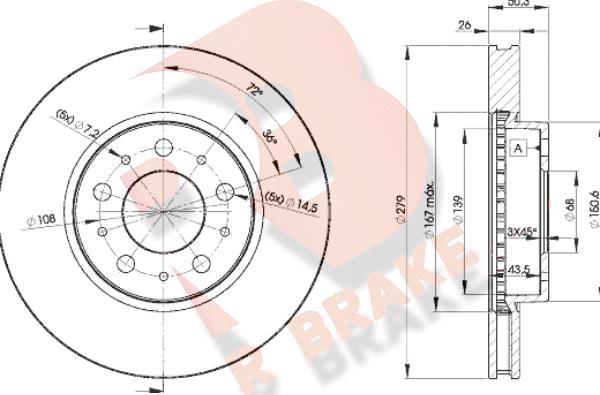 R Brake 78RBD21788 - Гальмівний диск autozip.com.ua