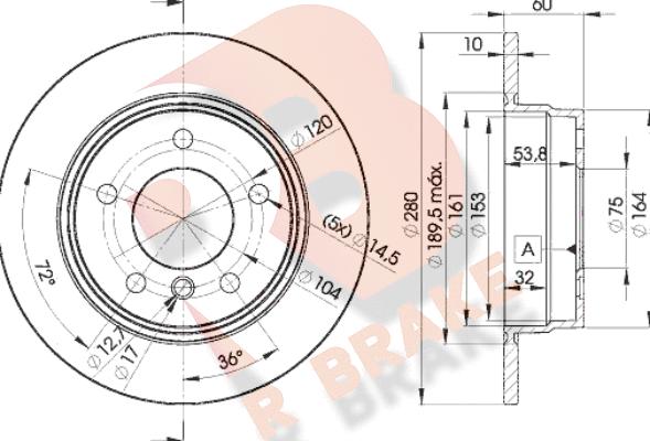 R Brake 78RBD28936 - Гальмівний диск autozip.com.ua