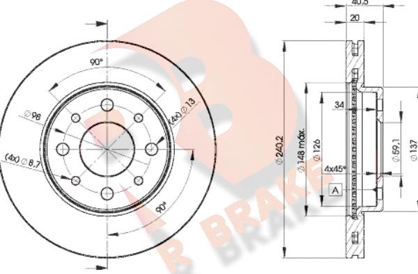 R Brake 78RBD28929 - Гальмівний диск autozip.com.ua