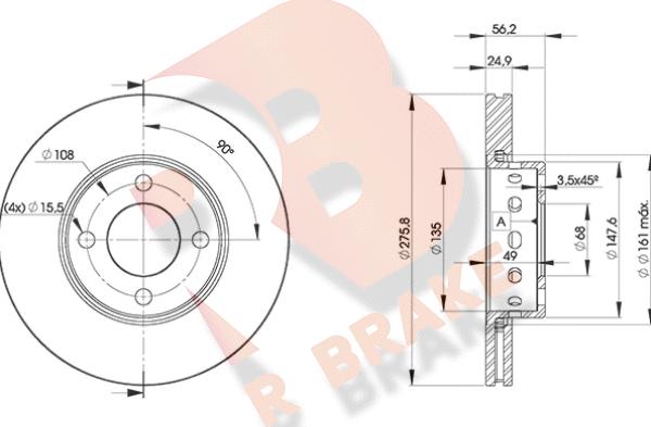 R Brake 78RBD28012 - Гальмівний диск autozip.com.ua