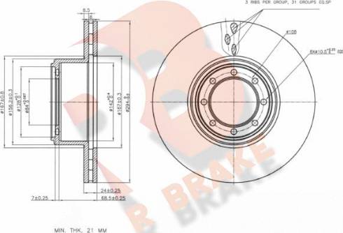 R Brake 78RBD28764 - Гальмівний диск autozip.com.ua