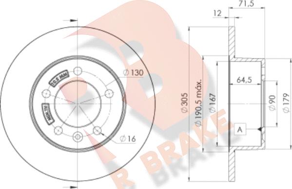 R Brake 78RBD28767 - Гальмівний диск autozip.com.ua