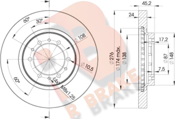 R Brake 78RBD28716 - Гальмівний диск autozip.com.ua