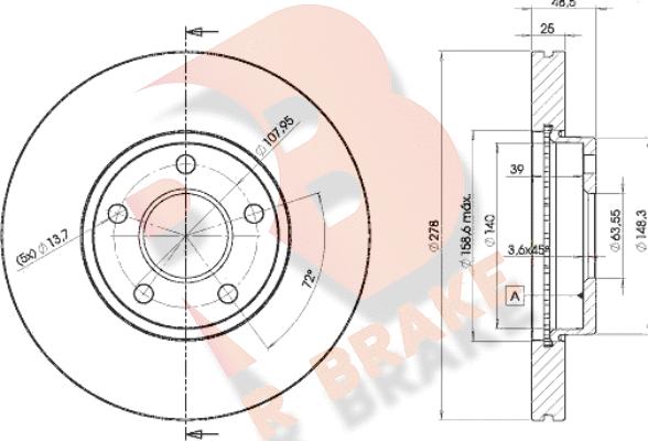 R Brake 78RBD23963 - Гальмівний диск autozip.com.ua