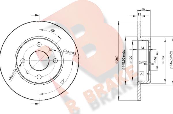 R Brake 78RBD23465 - Гальмівний диск autozip.com.ua