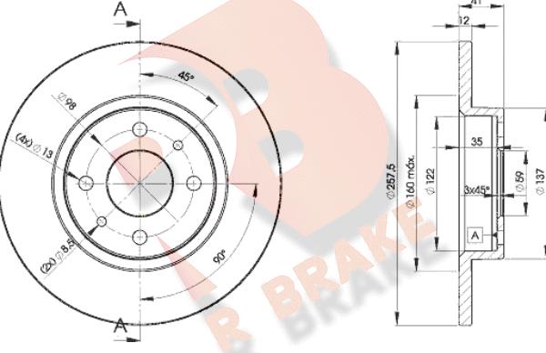 R Brake 78RBD23466 - Гальмівний диск autozip.com.ua