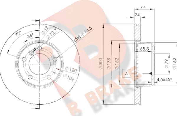 R Brake 78RBD23405 - Гальмівний диск autozip.com.ua