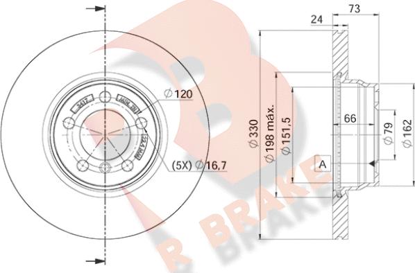 R Brake 78RBD23417 - Гальмівний диск autozip.com.ua