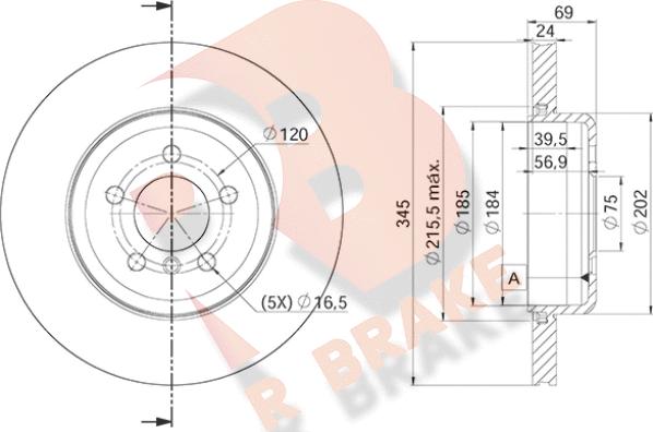 R Brake 78RBD23562 - Гальмівний диск autozip.com.ua