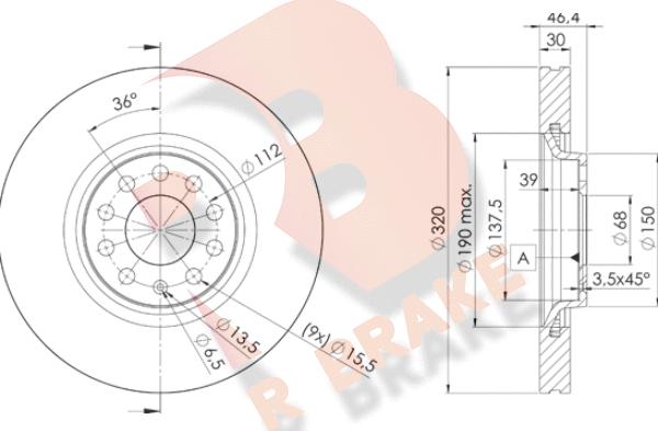 R Brake 78RBD23615 - Гальмівний диск autozip.com.ua