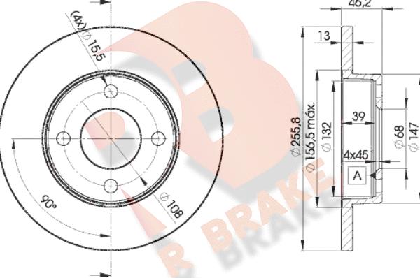 R Brake 78RBD23632 - Гальмівний диск autozip.com.ua