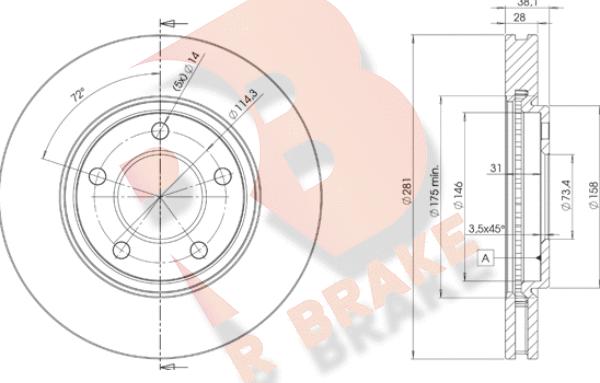 R Brake 78RBD23002 - Гальмівний диск autozip.com.ua