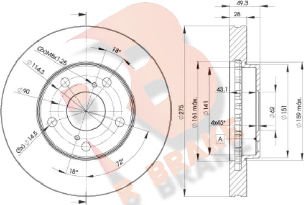 R Brake 78RBD23304 - Гальмівний диск autozip.com.ua