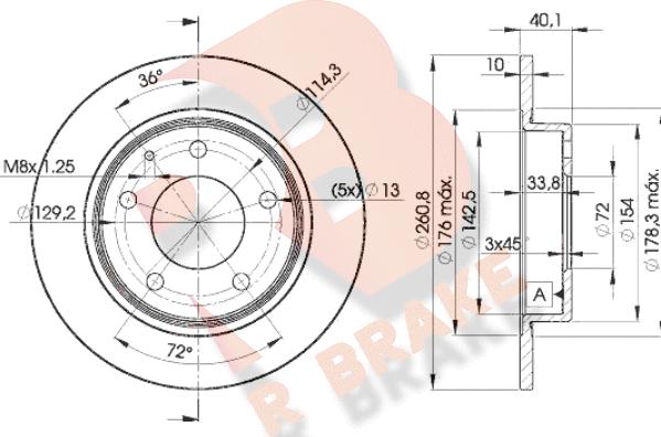 R Brake 78RBD23259 - Гальмівний диск autozip.com.ua