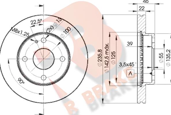 R Brake 78RBD23265 - Гальмівний диск autozip.com.ua