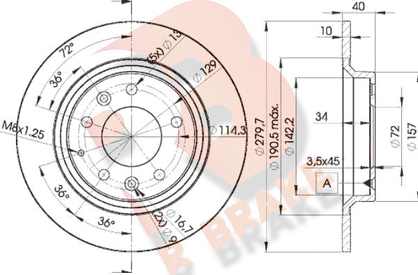 R Brake 78RBD23268 - Гальмівний диск autozip.com.ua