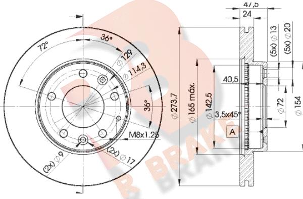 R Brake 78RBD23267 - Гальмівний диск autozip.com.ua