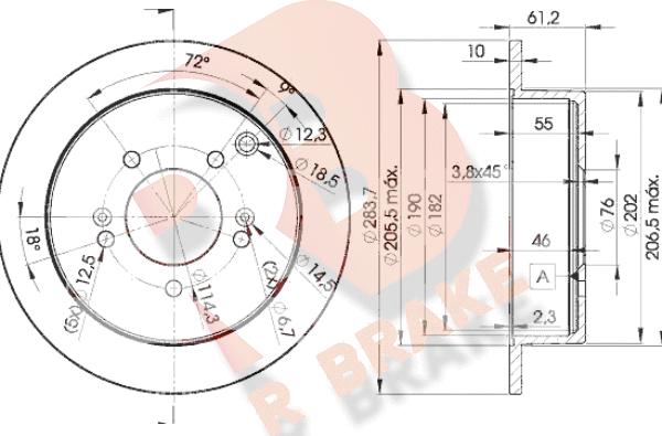 R Brake 78RBD22907 - Гальмівний диск autozip.com.ua