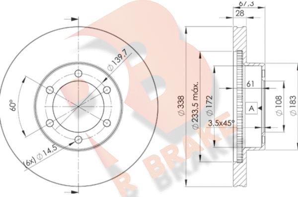 R Brake 78RBD22918 - Гальмівний диск autozip.com.ua